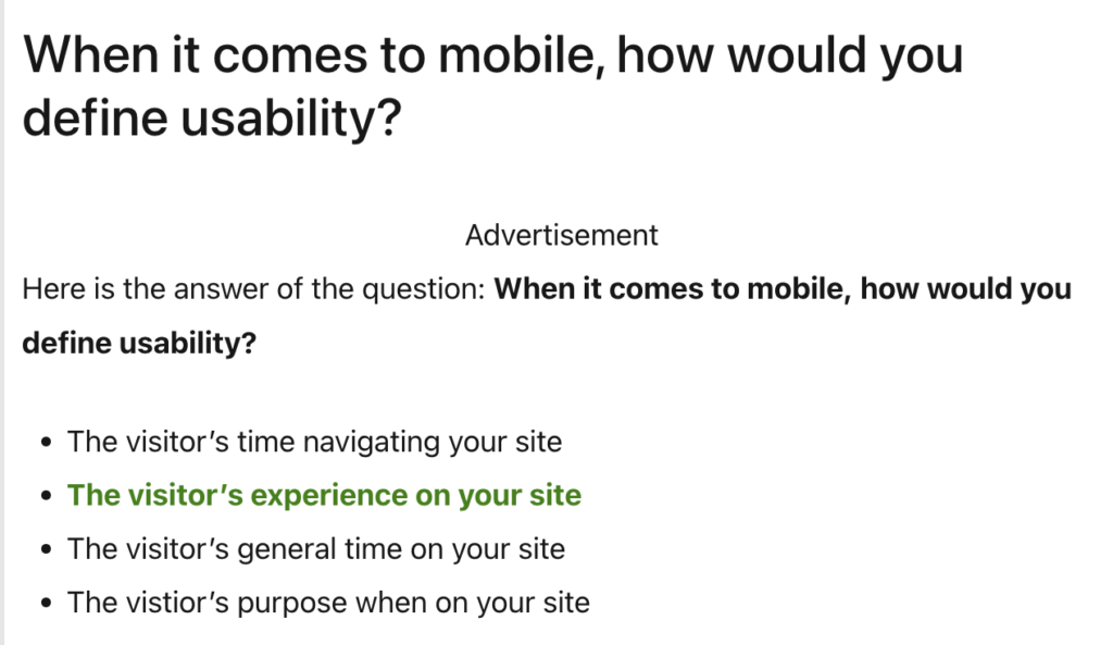 When it comes to mobile, how would you define usability?